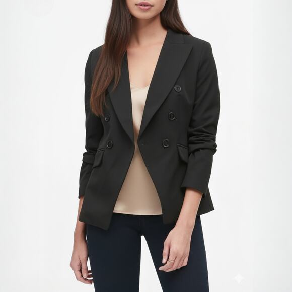 Banana Republic Black Double Breasted Blazer Size 6 - Picture 1 of 8